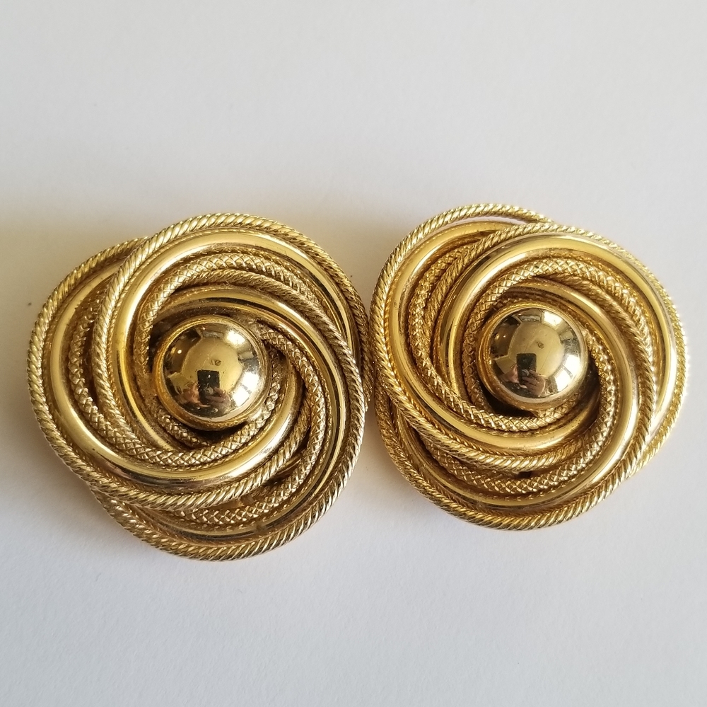 Vintage shoe clips gold tone love knot design accessory Large